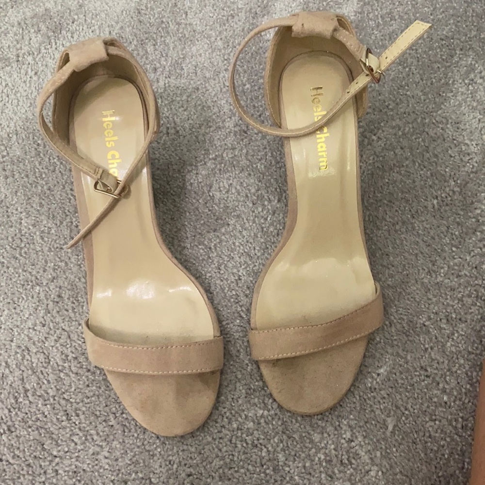 Nude suede heels